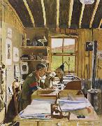Sir William Orpen Major A.N.Lee in his hut ofice at Beaumerie-sur-Mer china oil painting artist